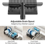 GSlife Expandable Dish Drying Rack with Drainboard, Compact Rustproof Dish Rack for Kitchen Counter, Ultra-Sturdy Space Saver with Cup Holder for Small Apartment,12.2" W x 12"-20.5" L, Black
