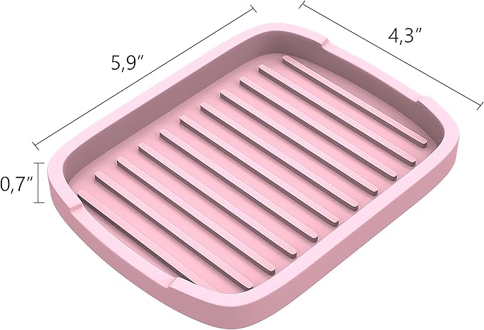 ZAPPOWARE Silicone Sponge Holder -soap Tray - 5.9" X 4.33" Set -2pcs (Pink)