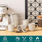 vancasso Coffee Mugs Set of 6, 12 Oz Ceramic Coffee Cups with Handle, Ceramic Unique Glaze Coffee Cup for Cappuccino, Latte, Tea, Cocoa, Dishwasher & Microwave Safe Gift Sets, Gray, Series PLAYA