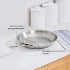 All-Clad D5 5-Ply Brushed Stainless Steel Fry Pan 12 Inch Induction Oven Broiler Safe 600F Pots and Pans, Cookware Silver