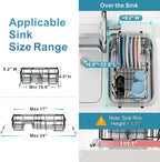 iSPECLE Small Sink Dish Drying Rack, Expandable Narrow Rust Resistant Dish Drainer for RV Apartment Kitchen, Dish Rack with Tightening Knob, Arms with Non Slip Rubber, 9.2" W x 16.6"-24" L, Black