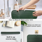 ZLR Large Silicone Dish Drying Mat (16" x 18") - XL Heavy Duty Drainboard Mat for Pots, Pans & Family Loads - Heat Resistant Trivet & Counter Protector, Easy Clean (Dark Green)