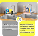 Fssvcd Maifan Sink Caddy Sponge Holder for Kitchen with Brush Holder and Stainless Steel Self Drain Tray, Rustproof Kitchen Sink Organizer for Sponge, Soap Dispenser Storage Accessories Pinky White