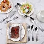 45 Pieces Silverware Set with Serving Utensils, Stainless Steel Flatware Serving Set for 8, Dinnerware Cutlery Set, Shell Pattern & Mirror Polished, Dishwasher Safe