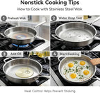 WANGYUANJI 11" Stainless Steel Saute Pan with Lid for 3-4 Servings, 4.7 QT Tri-Ply Deep Frying Pan & Extra Large Skillet, 18/10 (304) Induction Cookware, Oven Safe
