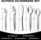 40-Piece Silverware Set with Organizer, EWFEN Heavy Duty Stainless Steel Flatware Set for 8, Food-Grade Tableware Cutlery Set, Utensil Sets for Home Restaurant, Mirror Finish, Dishwasher Safe