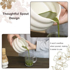 White Matcha Whisk Set, Ceramic Matcha Kit Set Valentine Gift Present Includes Matcha Bowl, Matcha Whisk and Holder, Bamboo Scoop, Scoop Rest, Sifter and Tea Towel - 7 Pcs Matcha Kit for Matcha Lovers