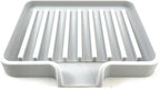 Happitasa Silicone Soap Dish Tray and Sponge Holder with Drain Chute, Pack of 2 | Bathroom and Kitchen Sink Organizer Caddy (Light Grey, 5.2"x4", 7.2 Ounces)