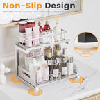 Under Sink Organizer, Heavy Duty Metal Pull Out Cabinet Organizer Slide Out Sink Shelf Organizer Height Adjustable, Multi-Purpose Storage Shelf for Kitchen Bathroom(Sliver,2Pack)