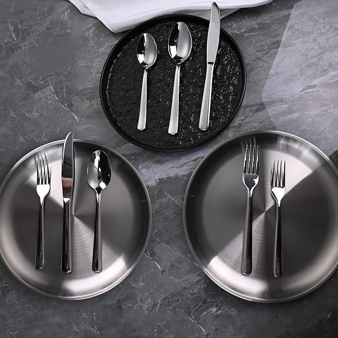 Silverware Set for 8, Prendcyx 40-Piece Heavy Duty Flatware Cutlery Set, 18/0 Food-Grade Stainless Steel Tableware Set, Dishwasher Safe for Home, Restaurant, Wedding, Party, Mirror Polished