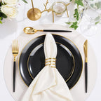 DaYammi 150Pcs Black Plastic Plates with Gold Silverware,Black Disposable Plates Set Included 30 Dinner Plate,30 Dessert plate,30 Knives,30 Forks,30 Spoons,black and gold plates for Party Wedding