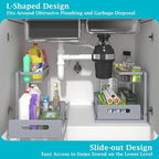 REALINN Under Sink Organizer, Pull Out Cabinet Organizer 2 Tier Slide Out Sink Shelf Cabinet Storage Shelves, Storage for Kitchen Bathroom, Grey, 2 Pack