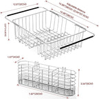 Fanbsy Large Dish Drainer Rack in Sink Adjustable, Expandable 304 Stainless Steel Metal Dish Drying Rack Organizer with Stainless Steel Utensil Holder Over Inside Sink Counter, Rustproof