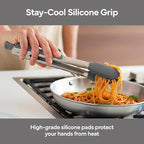 Misen Kitchen Tongs - Dishwasher Safe, Heavy Duty - Precision Silicone-Tipped Grilling Tool - Heat Resistant, Nonstick Safe - Perfect for Serving and Air Frying- 13 Inch | Gray