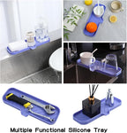 MicoYang Silicone Bathroom Soap Dishes with Drain Spout-Bathroom and Kitchen Sink Organizer,Sponge Holder,Dish Soap Tray,Perfect for Dispenser,Scrubber,Bottle on Sink or Counter-Light Purple 12"×4"