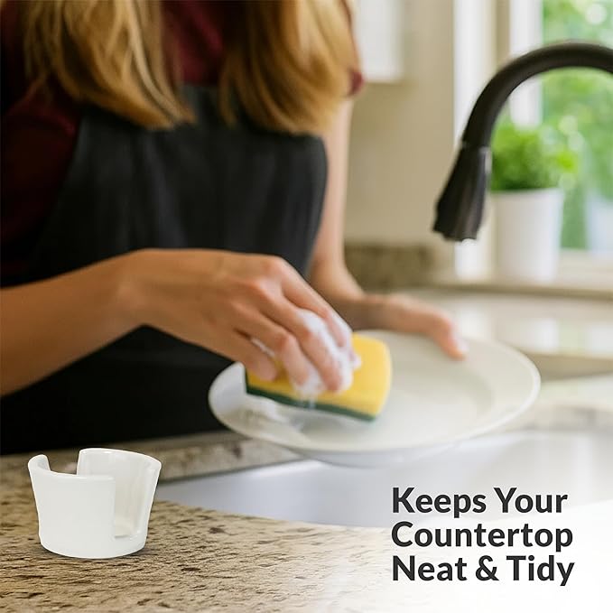 Elevated Lifestyle Ceramic Sponge Holder – Sink Caddy Organizer, Decorative Bathroom and Kitchen Sink Accessories, Allows Sponge to Dry, Ideal Countertop Sponge & Bar Soap Holder - (White)