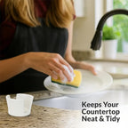 Elevated Lifestyle Ceramic Sponge Holder – Sink Caddy Organizer, Decorative Bathroom and Kitchen Sink Accessories, Allows Sponge to Dry, Ideal Countertop Sponge & Bar Soap Holder - (White)