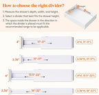 Lifewit 5 Pack 2.36" High Drawer Dividers 28-43.5cm/11-17" Adjustable Drawer Organizer for Clothes/Utensils, Expandable Drawer Separator in Dresser/Kitchen/Bedroom/Office Organization & Storage White