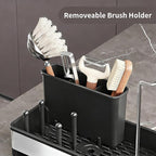 Sink Caddy, Stainless Steel Sink Caddy with Brush Holder, Kitchen Sink Caddy Dishcloth Rack and Holds Soap Dispenser, Sink Organizer Auto-Drain Rustproof Countertop Organizer (White)