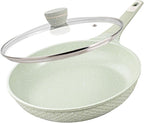 Non stick Frying Pans 10 in Skillet with Lid, Omelet Pan, Small Frying Pans Nonstick, Healthy Cookware Non Toxic Chefs Pan, Egg Pan with Heat Resistant Handle,100% PFOA PFAS-Free, Cooking all stovetop