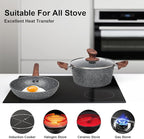 Granite Pots and Pans Set Non Stick, 11 Piece Die-Cast Induction Cookware Set, Nonstick Kitchen Cooking Set w/Frying Pans & Saucepans, PFOA Free