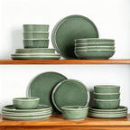 AmorArc Stoneware Dinnerware Sets for 4,Round Reactive Glaze Ceramic Plates and Bowls Set,Highly Scratch Resistant | Dishwasher & Microwave Safe Dishes Set,Service for 4 (12pc)