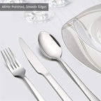 30-Piece Silverware Set, E-far Stainless Steel Flatware Set Service for 6, Modern Tableware Cutlery Set for Home and Restaurant, Square Edge & Mirror Finish, Dishwasher Safe