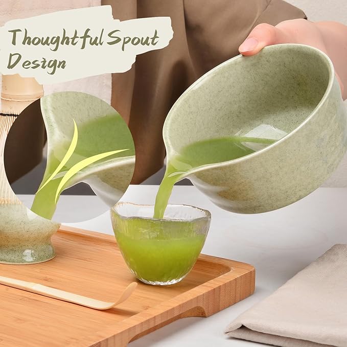 Authentic Japanese Matcha Ceremony Set - 17oz Traditional Chawan Bowl with Bamboo Whisk (Chasen), Scoop & Stand - Complete Starter Kit for Beginners, Christmas Thanksgiving Gift Idea