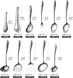 18/10 Stainless Steel Cooking Utensils Set, 11 PCS Long Large Metal Cooking Utensil Tools Set, Mirror Polished Kitchen Gadget Cookware and Kitchen Tool Set, Dishwasher Safe