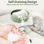 Sponge Holder for Scrub Daddy with Suction Cups and Drain Spout Kitchen Sink Caddy Organizer, Soap Dishes Holder Accessories Rack, Dishwasher Safe - 4.7"x4.7", Green