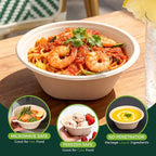 32 Oz [50 Pack] Heavy Duty Deep Paper Bowls - Disposable and Compostable - Made from Eco-friendly Sugarcane Bagasse - Biodegradable Bowls for Soup, Salad, Dessert, Ice Cream