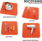 MicoYang Silicone Dish Drying Mat for Multiple Usage,Easy clean,Eco-friendly,Heat-resistant Silicone Mat for Kitchen Counter or Sink,Refrigerator or Drawer Liner Orange XL 18 inches x 16 inches
