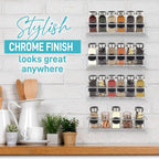 Spice Rack Wall Mounted 4 Tier – Space-Saving Kitchen Spice Organizer for Seasonings – Screw or Adhesive Hanging – Wall Mount Hanging Spice Rack for Wall, Cabinet, Pantry Door
