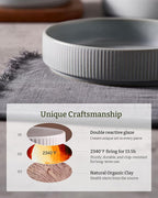 famiware Star 7.5" Pasta Bowls Set, Salad Bowl Set of 4, Double Reactive Glaze, Stackable, Ideal for Your Friend for Housewarming, Festivals, Light Gray