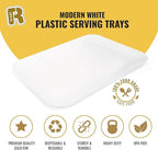 R-kay 3 Pack White Plastic Serving Trays for Party - Rectangular, 8 by 11 in, Heavy Duty Dessert Trays for Food