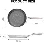 COOKER KING 10-Inch Stainless Steel Pan, Hybrid Nonstick Frying Pan, Skillet, 3-Ply Clad Cookware, Even Heat Distribution, Dishwasher & Oven Safe, with Stay-Cool Handle, Induction Compatible