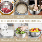 Mixing Bowls Set, 25PCS Khaki Mixing Bowls With Lids Set Stainless Steel Kitchen Large Nesting Metal Bowl 7QT to 1.5QT, Measuring Cups and Spoons for Prepping Cooking Serving