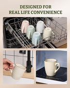 famiware Jupiter Coffee Mugs Set of 6, 13 oz Coffee Mug, Microwave and Dishwasher Safe, Coffee Cups with Handle for Coffee, Tea, Cocoa, Milk, Vanilla White