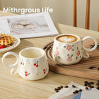 Ceramic Cute Coffee Mug For Women, Pretty Coffee Mug,Espresso Mug,9 Oz (270ml) Floral Mug (Flower)