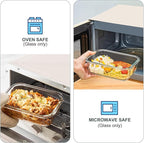 KOMUEE 10 Pack Glass Food Storage Containers, Meal Prep Containers with Lids, Airtight Glass Lunch Boxes, Freezer, Oven, and Microwave Safe, White