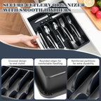 BEWOS 49-Piece Silverware Set with Organizer - Stainless Steel Silverware Set for 8 with Drawer Organizer, Dishwasher Safe Flatware Set for Home and Restaurant, Mirror Polished