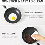 RATWIA Frying Pan 3-Piece Set, Nonstick Skillet Set for Induction Cooktop, Frying Pan Nonstick 8 Inch+9.5 Inch +11 Inch (Black)