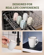 famiware Jupiter Coffee Mugs Set of 6, 13 oz Coffee Mug, Microwave and Dishwasher Safe, Coffee Cups with Handle for Coffee, Tea, Cocoa, Milk, White
