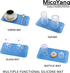 MicoYang Silicone Dish Drying Mat for Multiple Usage,Easy clean,Eco-friendly,Heat-resistant Silicone Mat for Kitchen Counter or Sink,Refrigerator or Drawer Liner Lichen BlueL S 12 inches x 6 inches