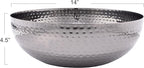 Round Hammered Metal Bowl, Oxidized Silver