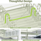 Urackify Large Dish Drying Rack, Expandable Dish Racks for Kitchen Counter, Multifunctional Dish Drainer with Utensil Holder & Cup Holder, 18.5"-26.7" L x 12.7" W, Soft Celery Green