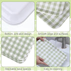 Vesici 3 Pcs Sage Green Gingham Serving Trays 13 x 10 Inch Green and White Checkered Melamine Platters Reusable Rectangular Serving Dishes for Picnic Birthday Baby Shower Party Snacks Fruit Dessert