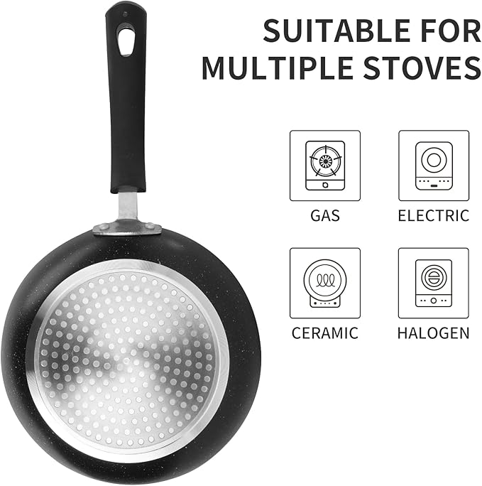 RATWIA Frying Pan 3-Piece Set, Nonstick Skillet Set for Induction Cooktop, Frying Pan Nonstick 8 Inch+9.5 Inch +11 Inch (Black)