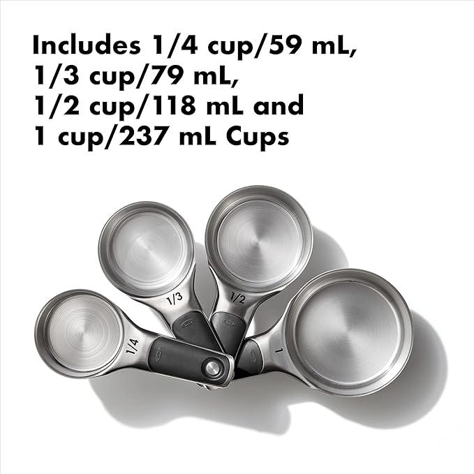 OXO Good Grips Stainless Steel Measuring Cups and Spoons 8-Piece Set,4 Cups and 4 Spoons,(Pack of 2)