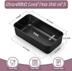 P&P CHEF Loaf Pan Set, 9 x 5 Inch Bread Pans, Stainless Steel Loaf Toast Baking Pans For Bread Meatloaf Lasagna Cake, Healthy & Non Toxic, Oven Safe& Easy Clean, (Black, 2Pcs)